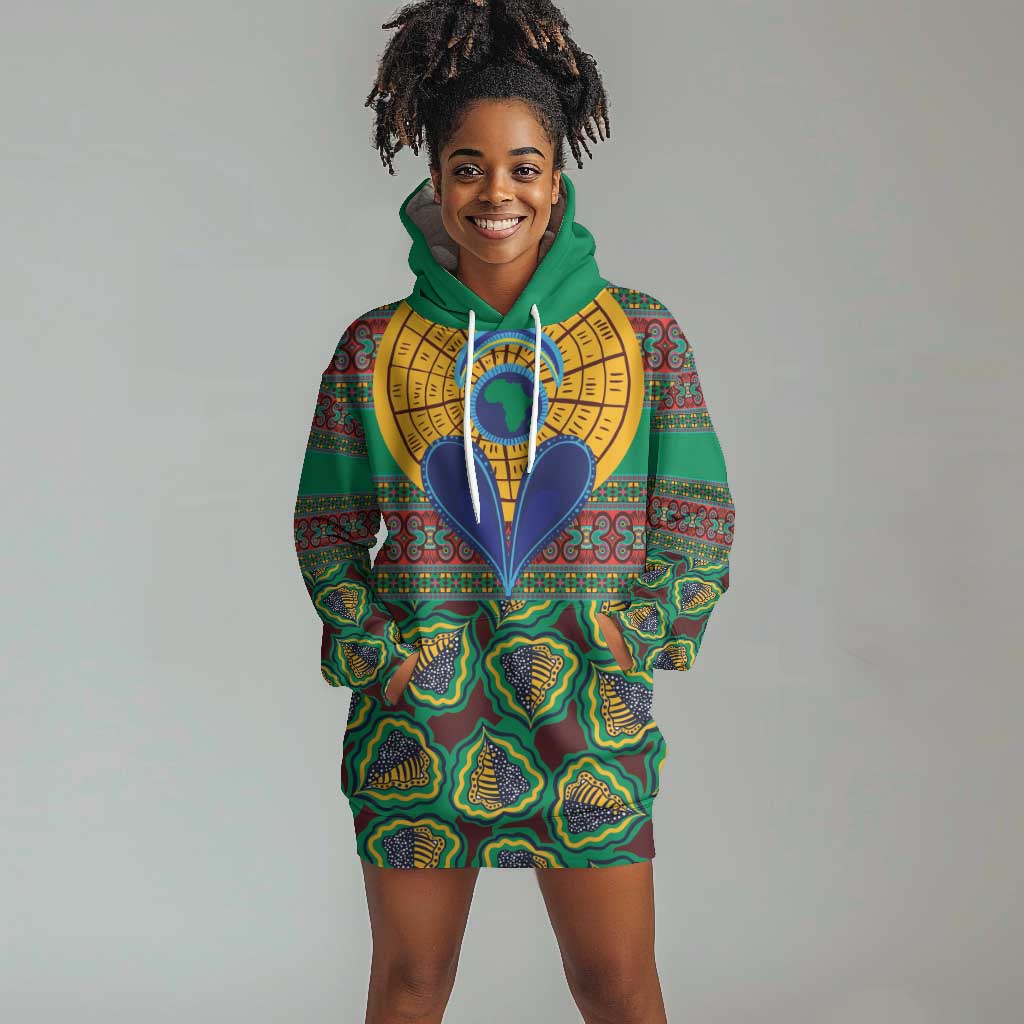 Afro Pattern Traditional Kanga Style Hoodie Dress