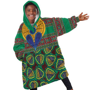 Afro Pattern Traditional Kanga Style KId Wearable Blanket Hoodie