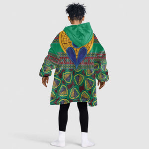 Afro Pattern Traditional Kanga Style KId Wearable Blanket Hoodie