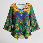African Pattern Traditional Kanga Style Kimono Sleeve Blouse