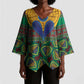 African Pattern Traditional Kanga Style Kimono Sleeve Blouse