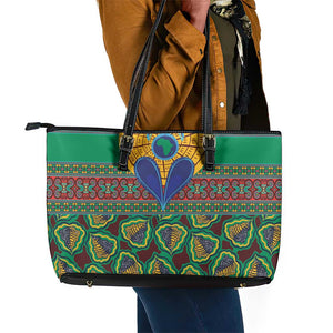 Afro Pattern Traditional Kanga Style Leather Tote Bag