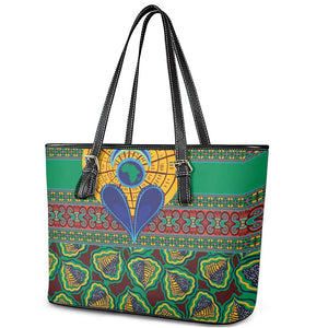 Afro Pattern Traditional Kanga Style Leather Tote Bag