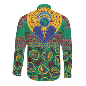 Afro Pattern Traditional Kanga Style Long Sleeve Button Shirt