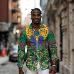 Afro Pattern Traditional Kanga Style Long Sleeve Button Shirt