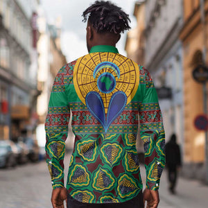 Afro Pattern Traditional Kanga Style Long Sleeve Button Shirt