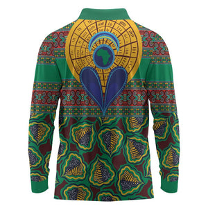 Afro Pattern Traditional Kanga Style Long Sleeve Polo Shirt