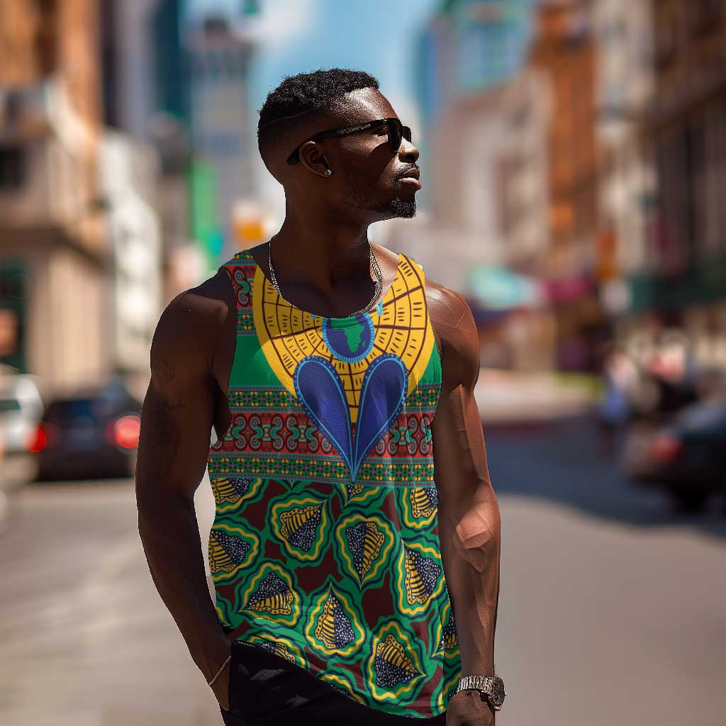 Afro Pattern Traditional Kanga Style Men Tank Top