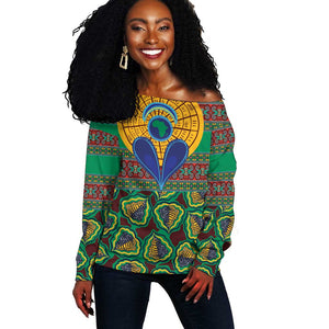 Afro Pattern Traditional Kanga Style Off Shoulder Sweater