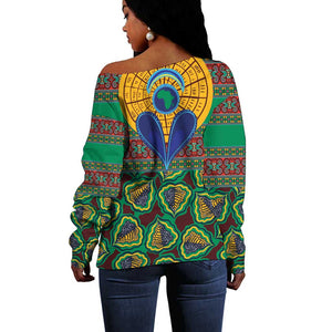 Afro Pattern Traditional Kanga Style Off Shoulder Sweater