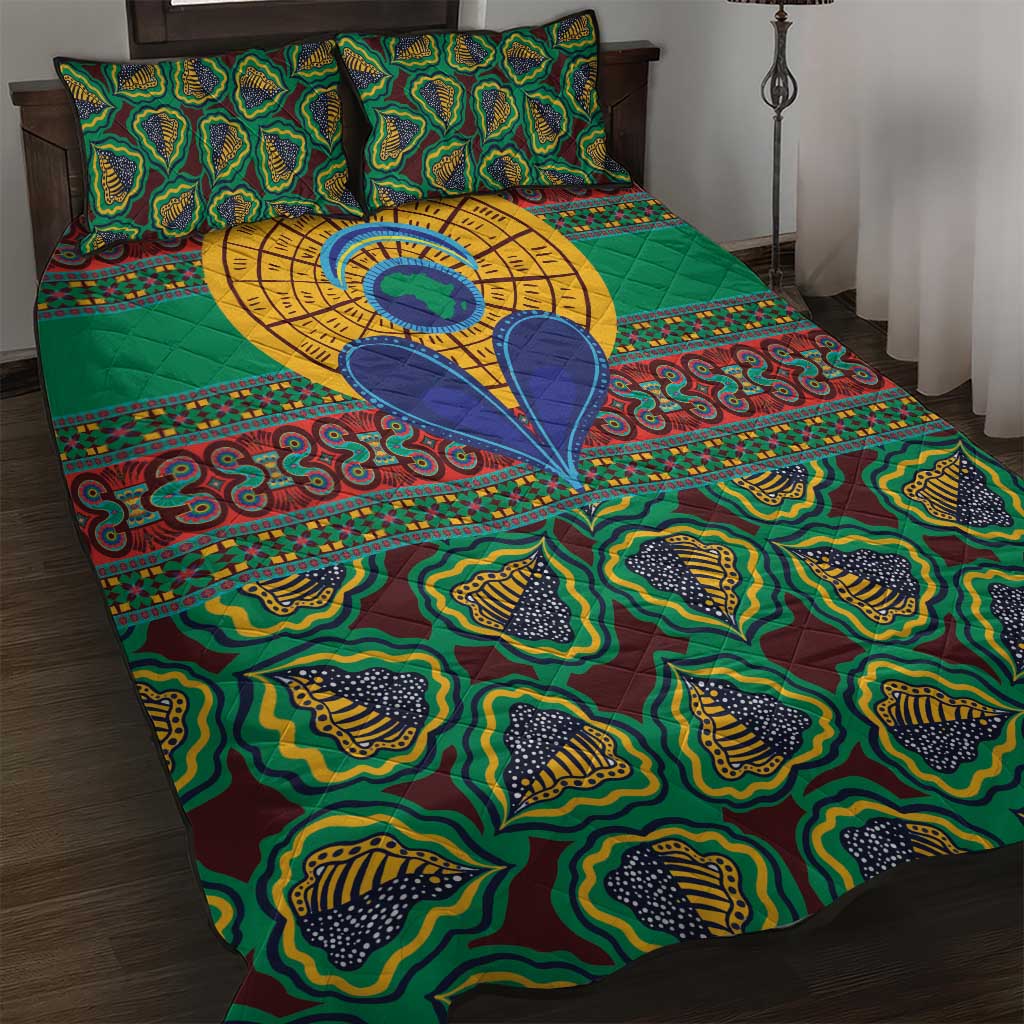 Afro Pattern Traditional Kanga Style Quilt Bed Set