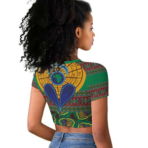 Afro Pattern Traditional Kanga Style Raglan Cropped T shirt