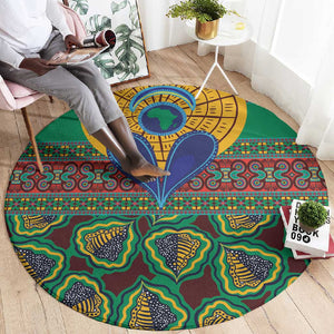 Afro Pattern Traditional Kanga Style Round Carpet