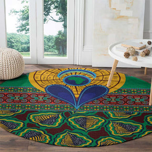 Afro Pattern Traditional Kanga Style Round Carpet