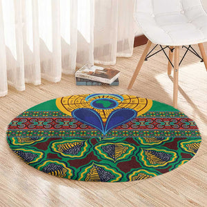 Afro Pattern Traditional Kanga Style Round Carpet