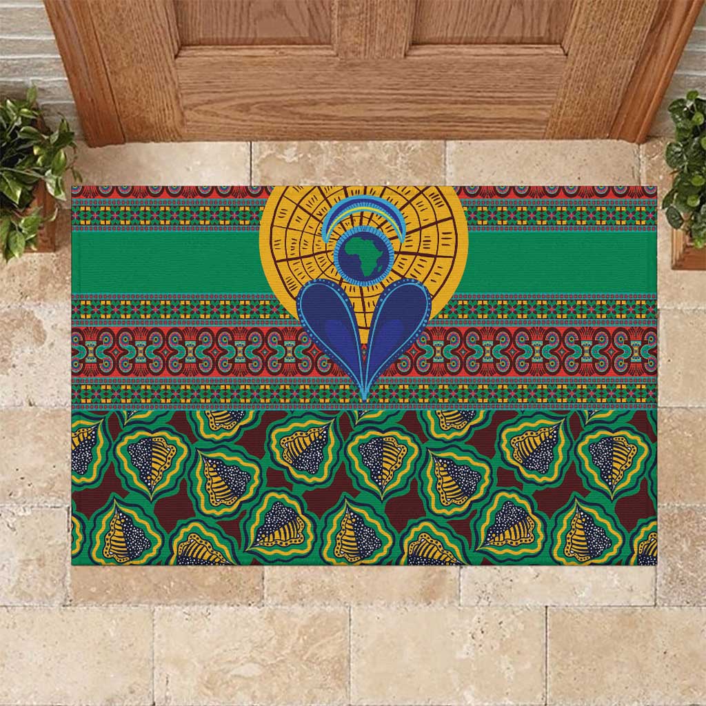 Afro Pattern Traditional Kanga Style Rubber Doormat