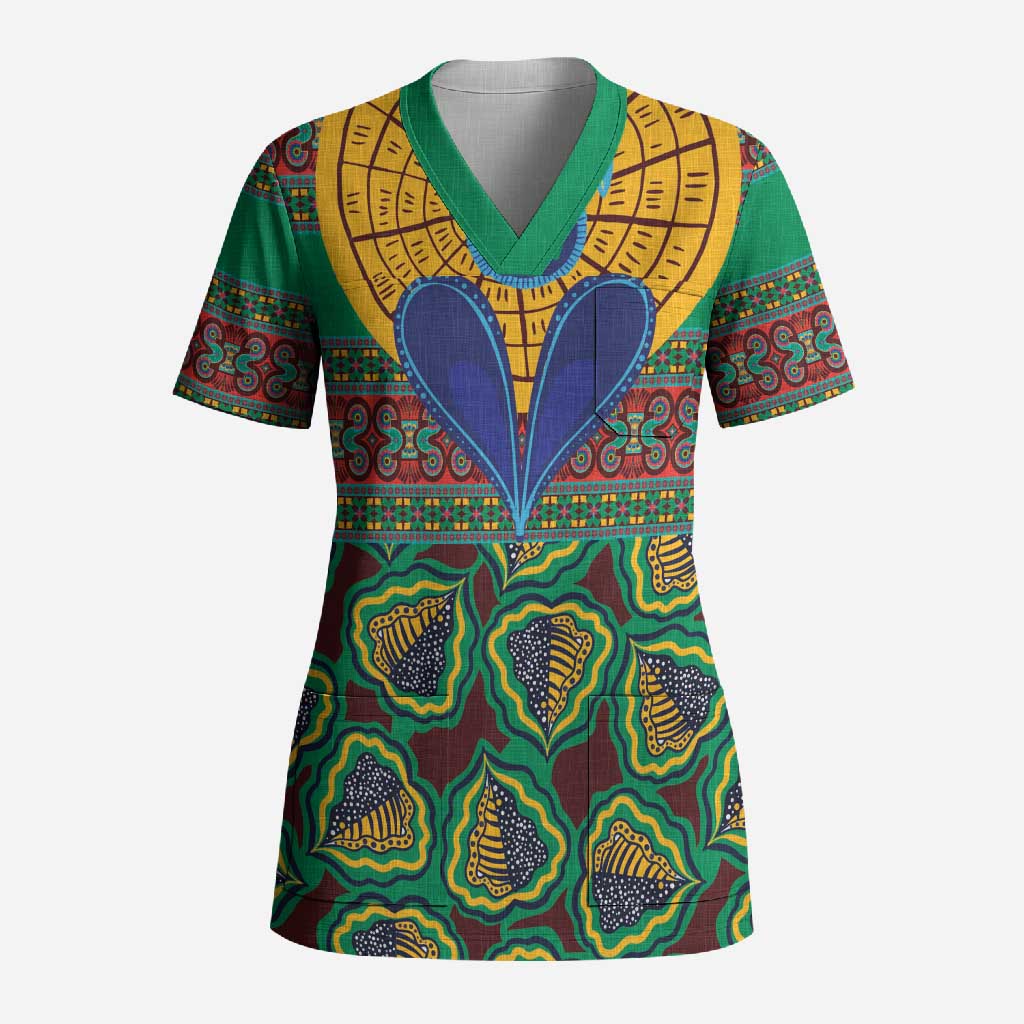 African Pattern Traditional Kanga Style Scrub Top