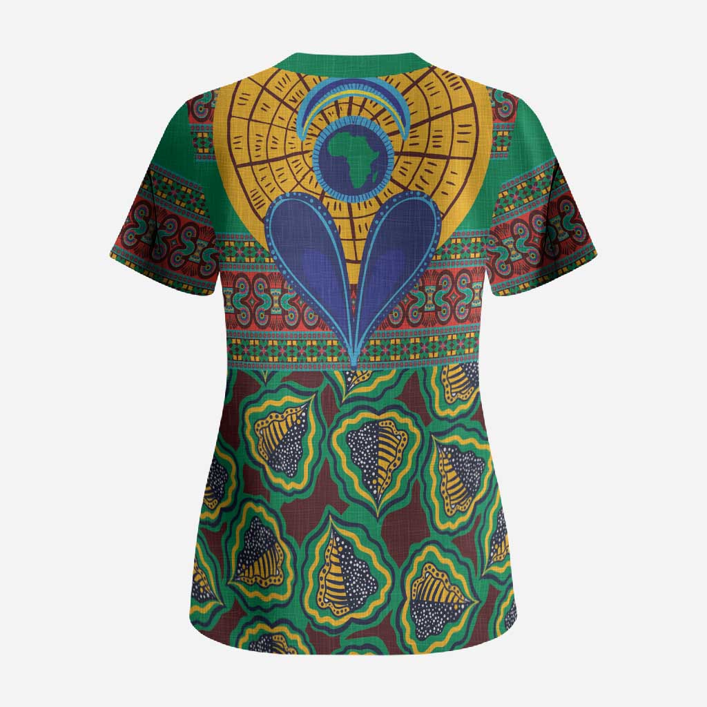 African Pattern Traditional Kanga Style Scrub Top