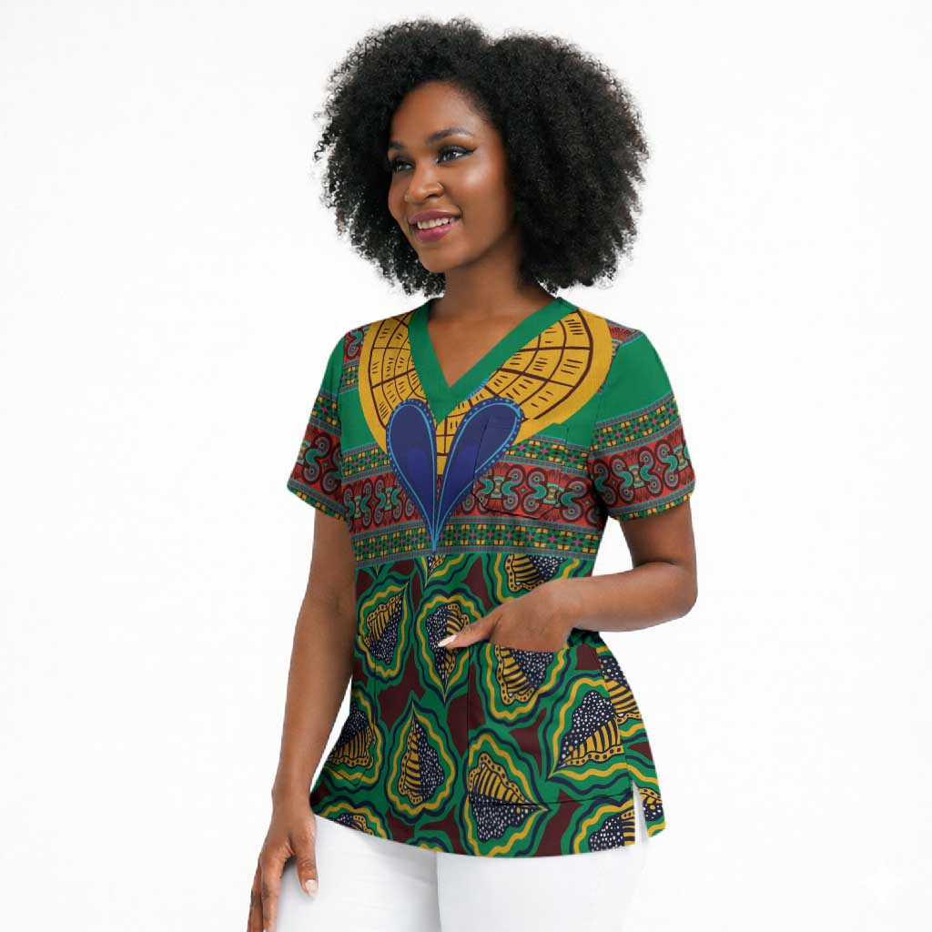 African Pattern Traditional Kanga Style Scrub Top