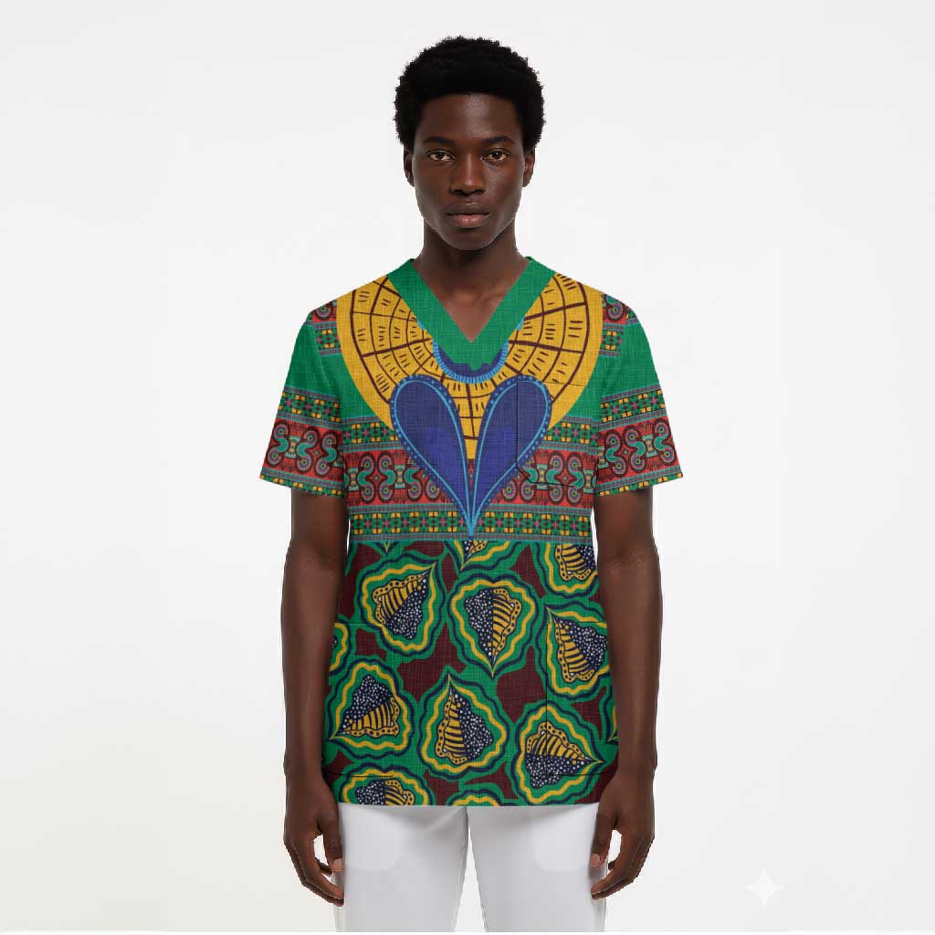 African Pattern Traditional Kanga Style Scrub Top