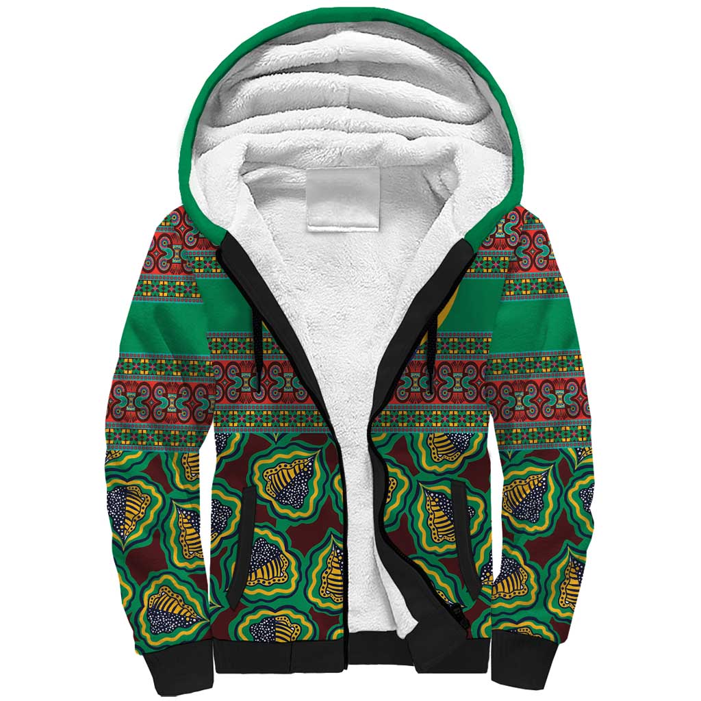 Afro Pattern Traditional Kanga Style Sherpa Hoodie