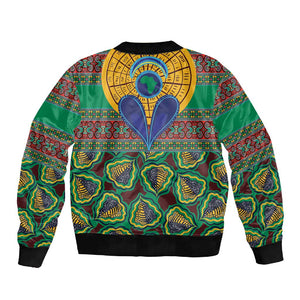 Afro Pattern Traditional Kanga Style Sleeve Zip Bomber Jacket