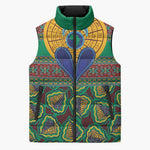 African Pattern Traditional Kanga Style Sleeveless Puffer Jacket