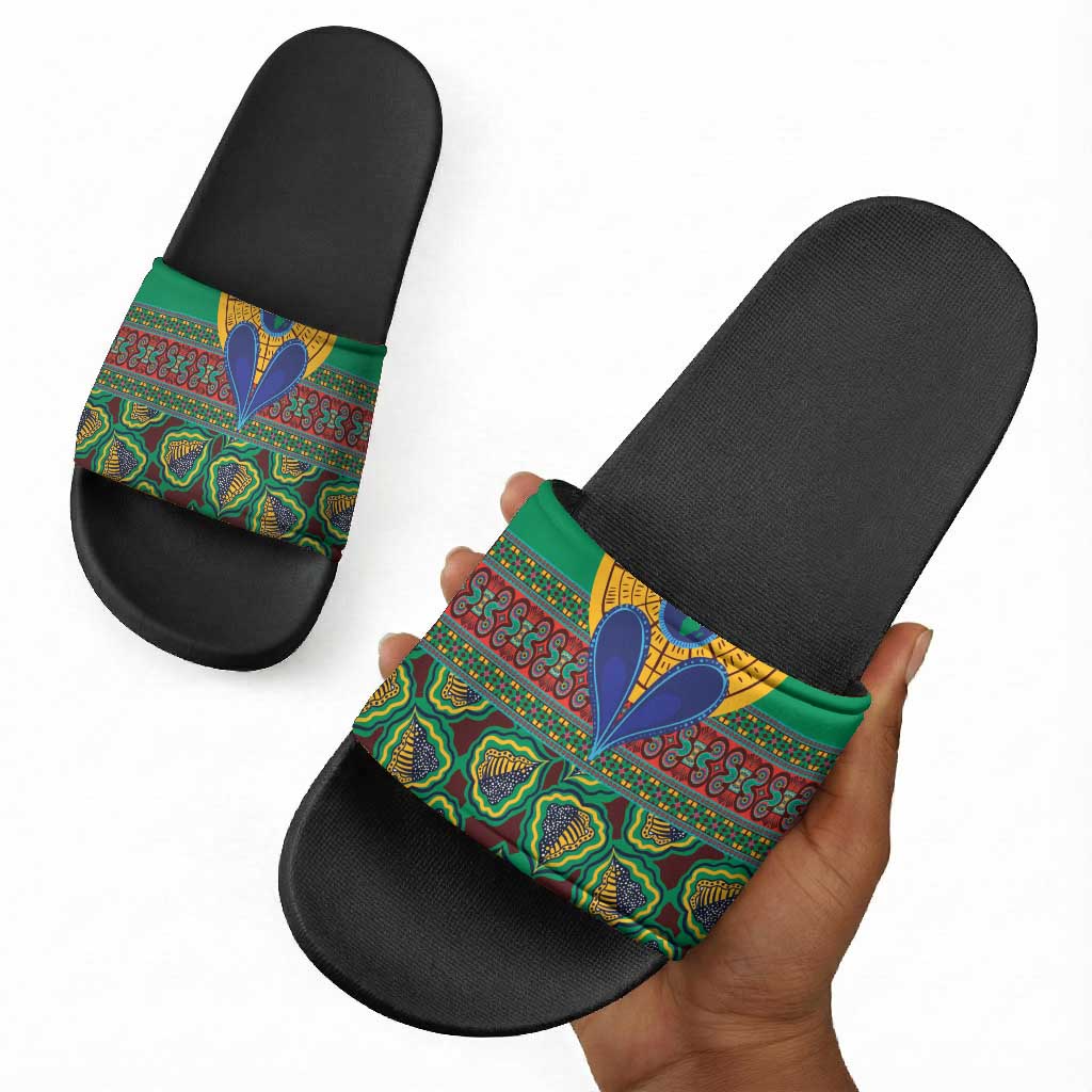 African Pattern Traditional Kanga Style Slide Sandals