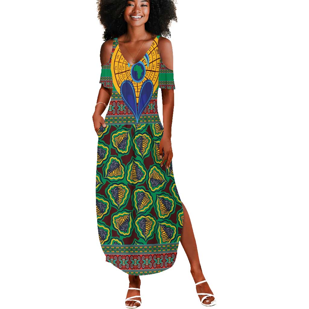 Afro Pattern Traditional Kanga Style Summer Maxi Dress