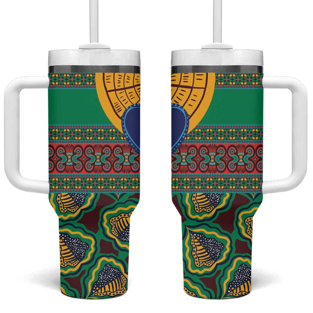 Afro Pattern Traditional Kanga Style Tumbler With Handle