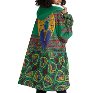 Afro Pattern Traditional Kanga Style Wearable Blanket Hoodie