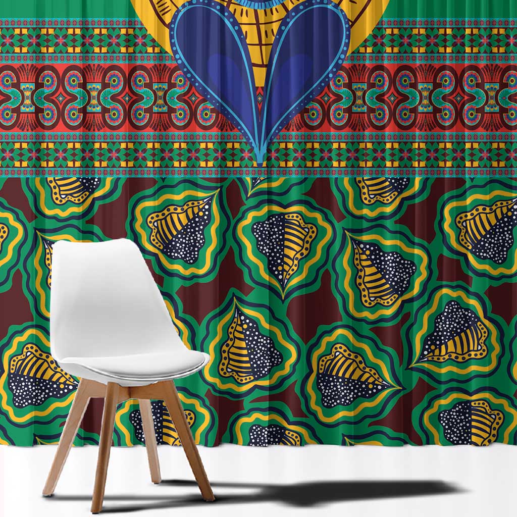 Afro Pattern Traditional Kanga Style Window Curtain