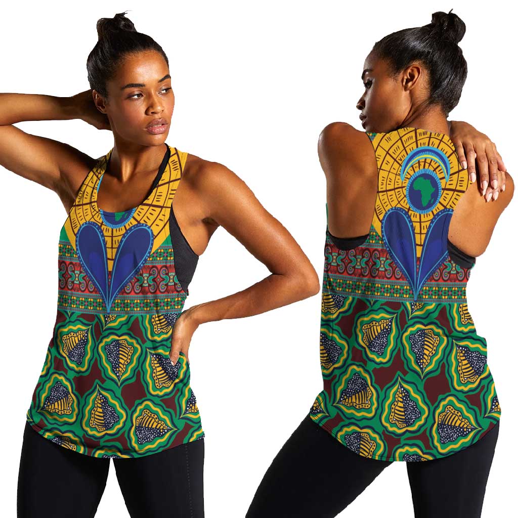 Afro Pattern Traditional Kanga Style Women Racerback Tank