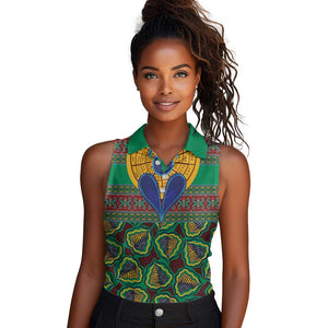 Afro Pattern Traditional Kanga Style Women Sleeveless Polo Shirt