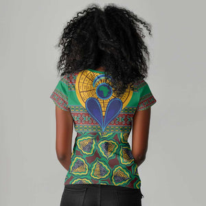 Afro Pattern Traditional Kanga Style Women V-Neck T-Shirt