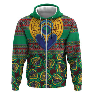 Afro Pattern Traditional Kanga Style Zip Hoodie