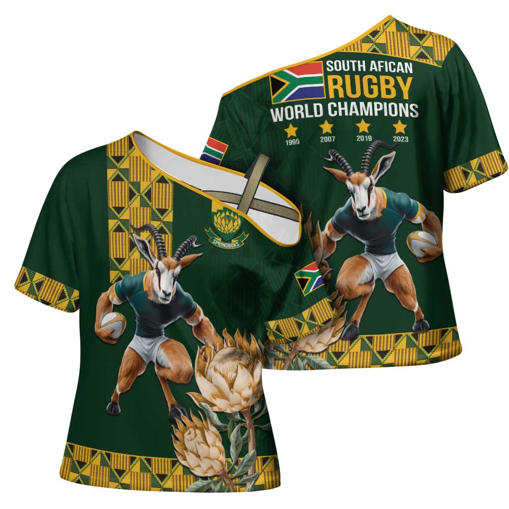 South Africa Rugby History World Champions Cross Shoulder Shirt Springboks Make History