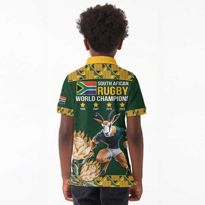 South Africa Rugby History World Champions Kid Polo Shirt Springboks Make History