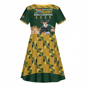 South Africa Rugby History World Champions Kid Short Sleeve Dress Springboks Make History