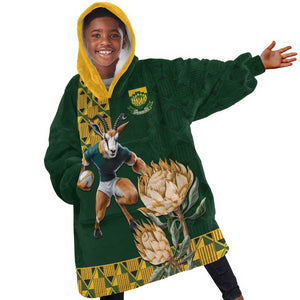 South Africa Rugby History World Champions Kid Wearable Blanket Hoodie Springboks Make History