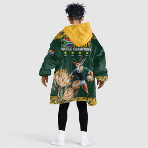 South Africa Rugby History World Champions Kid Wearable Blanket Hoodie Springboks Make History