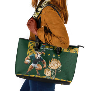 South Africa Rugby History World Champions Leather Tote Bag Springboks Make History