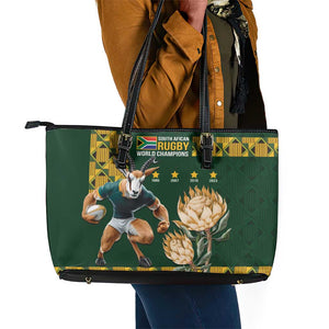 South Africa Rugby History World Champions Leather Tote Bag Springboks Make History