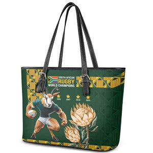 South Africa Rugby History World Champions Leather Tote Bag Springboks Make History