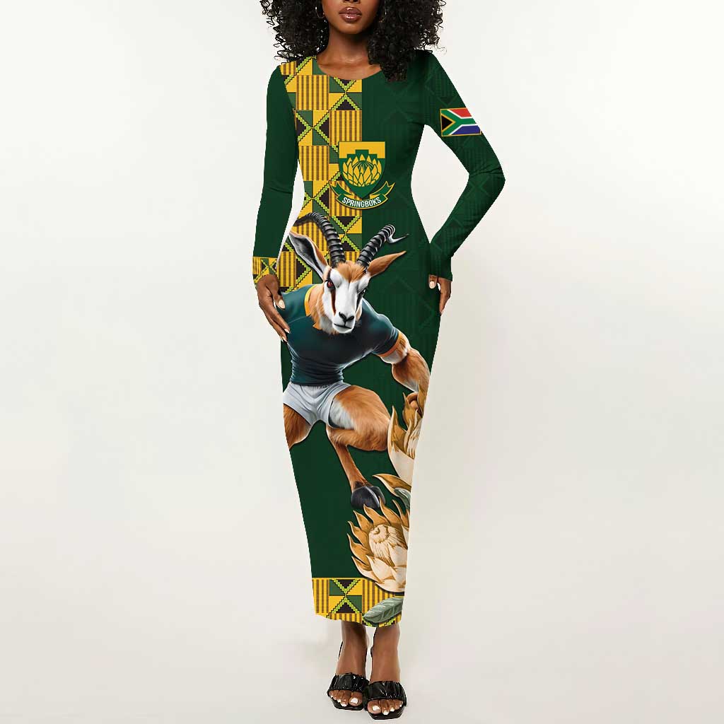 South Africa Rugby History World Champions Long Sleeve Bodycon Dress Springboks Make History