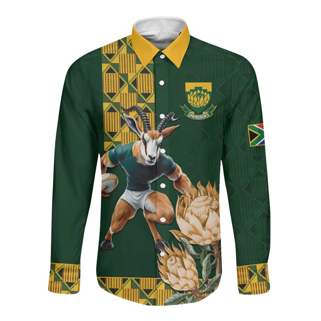 South Africa Rugby History World Champions Long Sleeve Button Shirt Springboks Make History