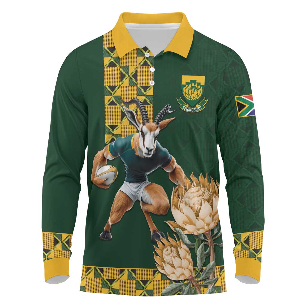 South Africa Rugby History World Champions Long Sleeve Polo Shirt Springboks Make History