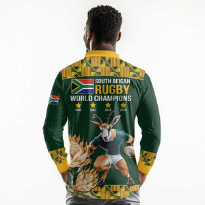 South Africa Rugby History World Champions Long Sleeve Polo Shirt Springboks Make History