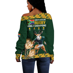 South Africa Rugby History World Champions Off Shoulder Sweater Springboks Make History