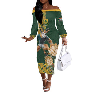 South Africa Rugby History World Champions Off The Shoulder Long Sleeve Dress Springboks Make History